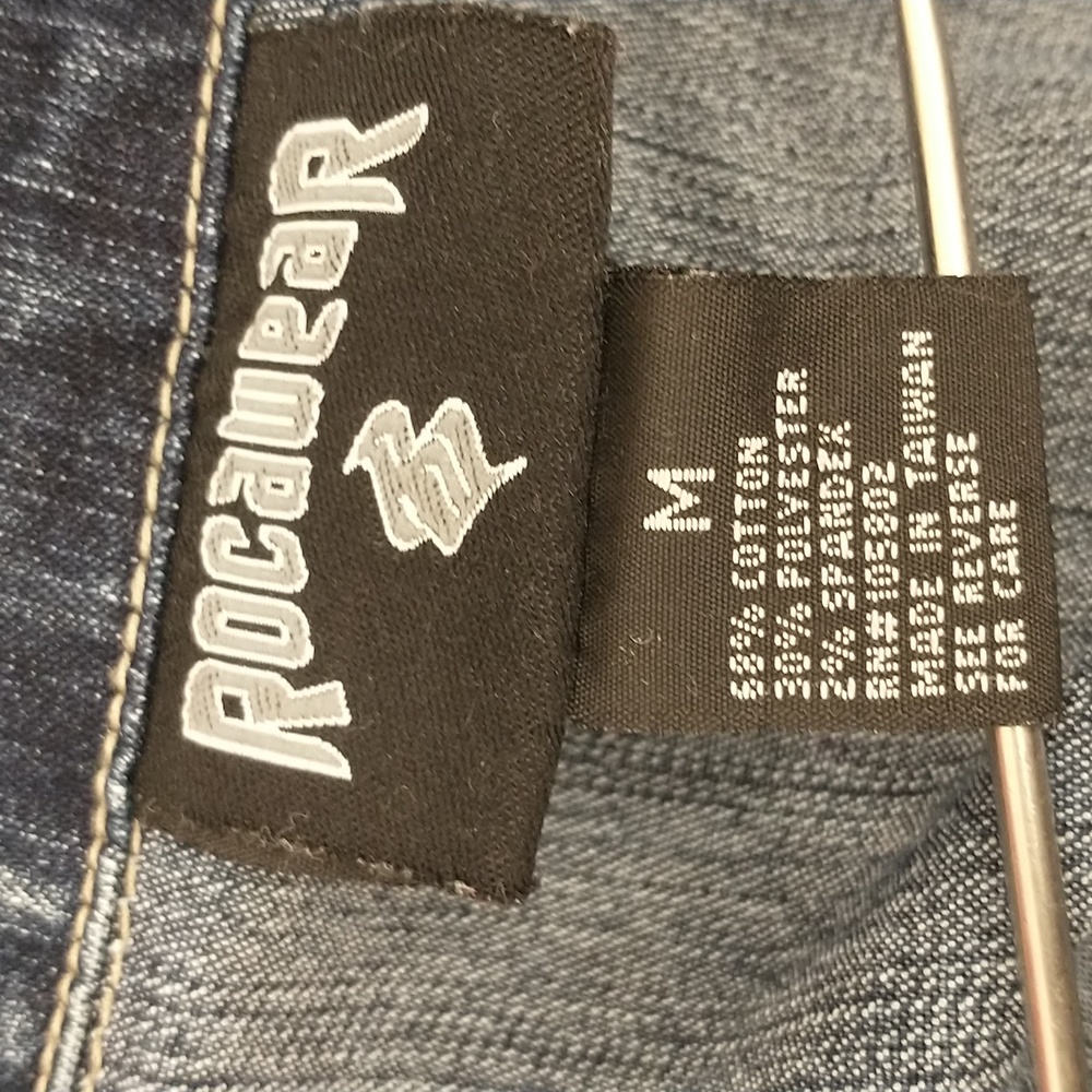 Vintage Denim Jumpsuit Sexy Rocawear 90s Stretch Jeans lots Zippers One Piece M - Picture 10 of 16